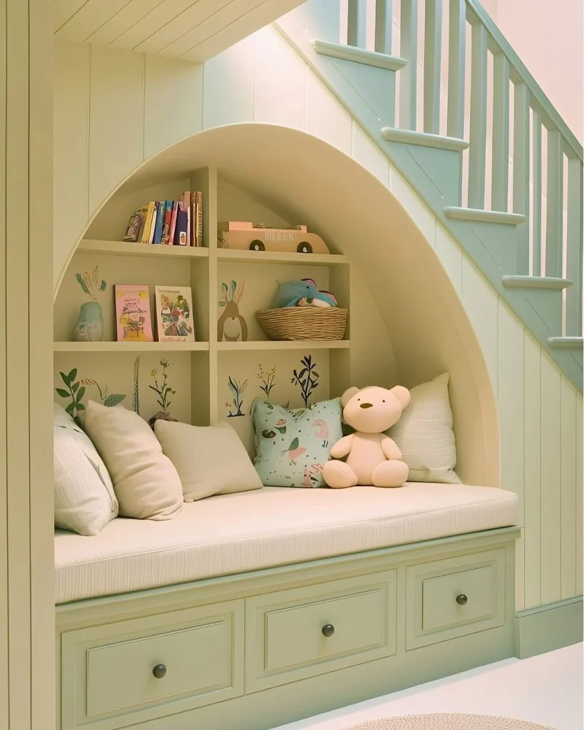 Rustic home library shelves