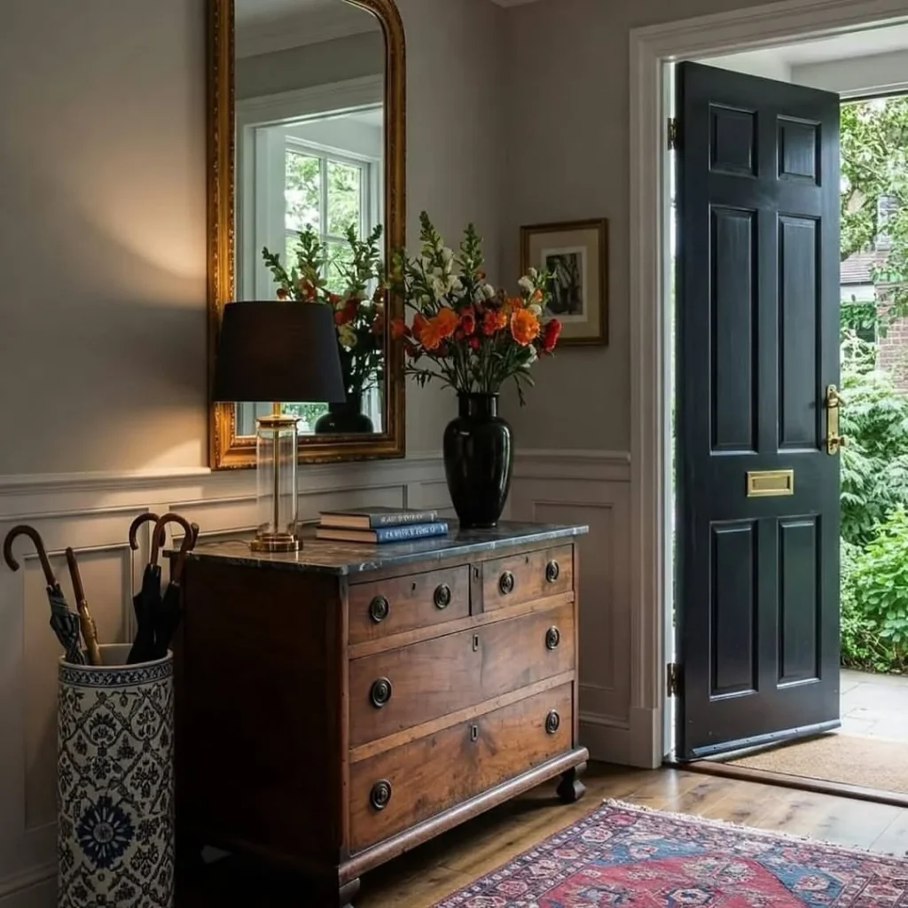 Eclectic console table accessories