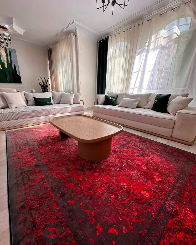 Luxe red carpet living room