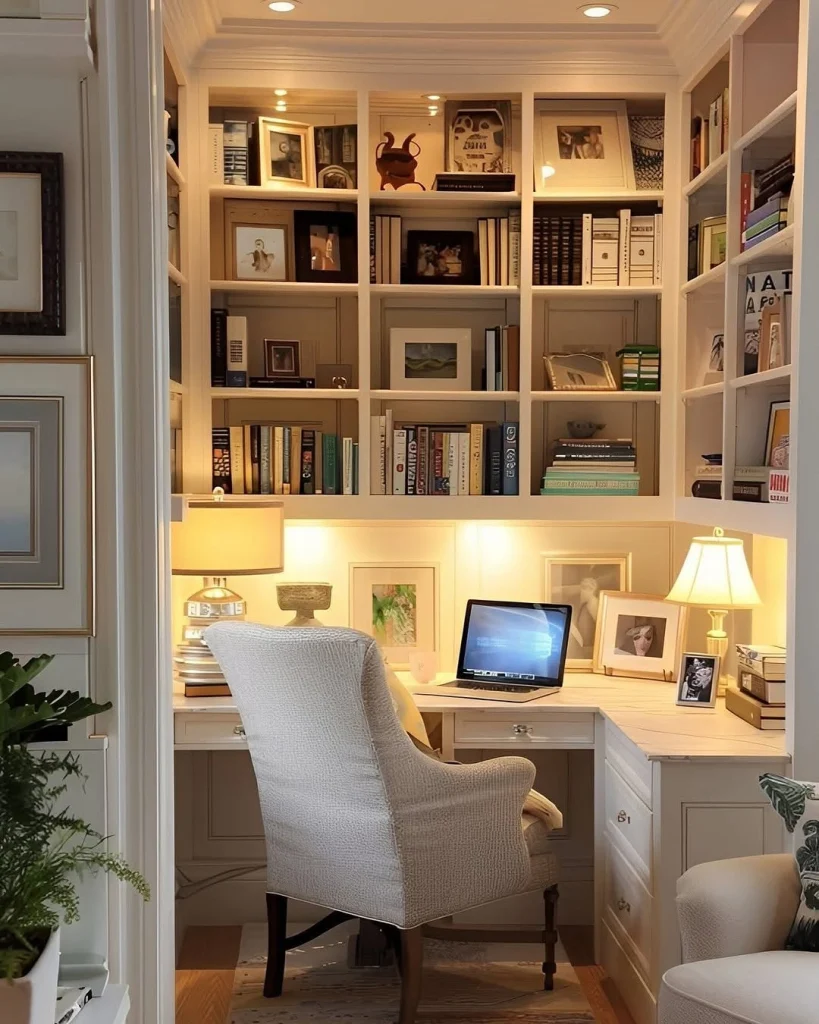 Coastal-inspired home library