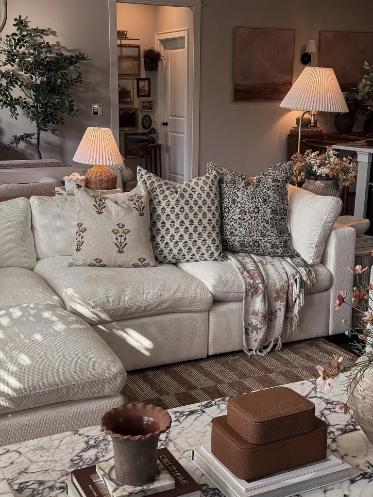 Cosy living room neutral tones