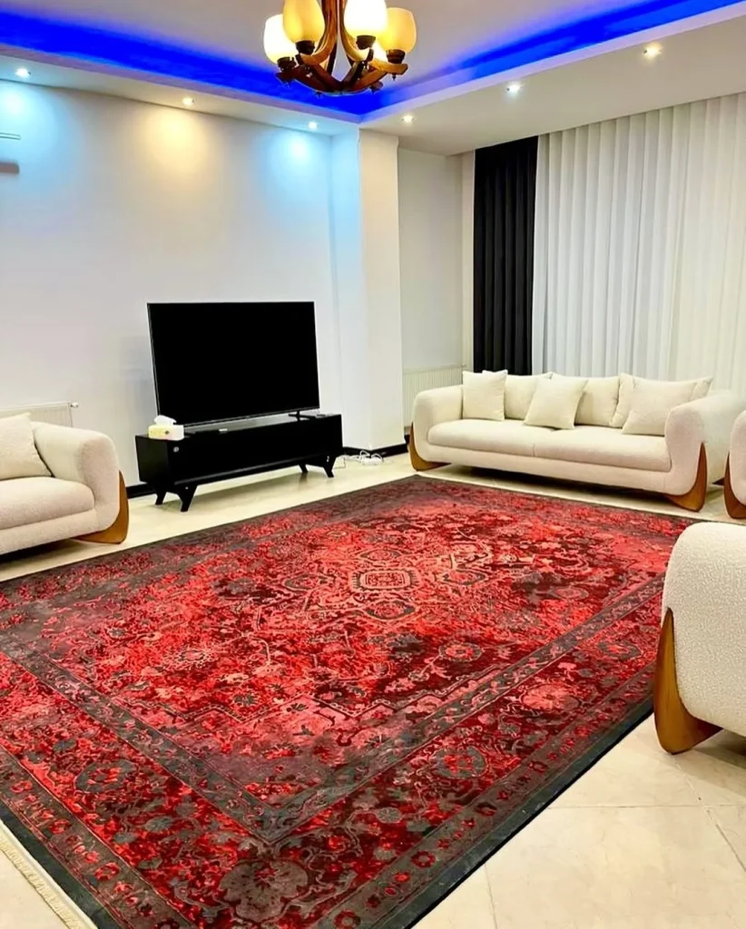 Cozy red carpet bedroom