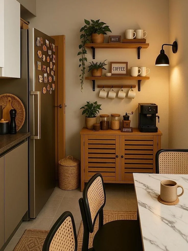Rustic coffee corner setup