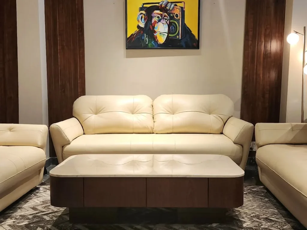 Leather couch living room