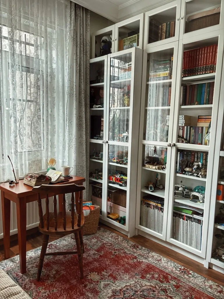 Minimalist home library shelves