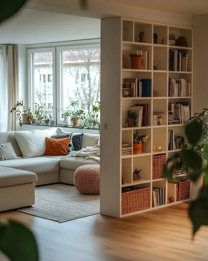 Art-filled home library lounge