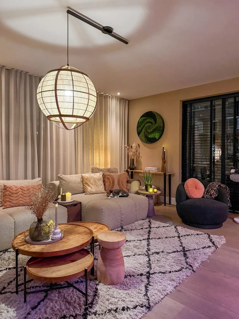 Velvet cozy living room