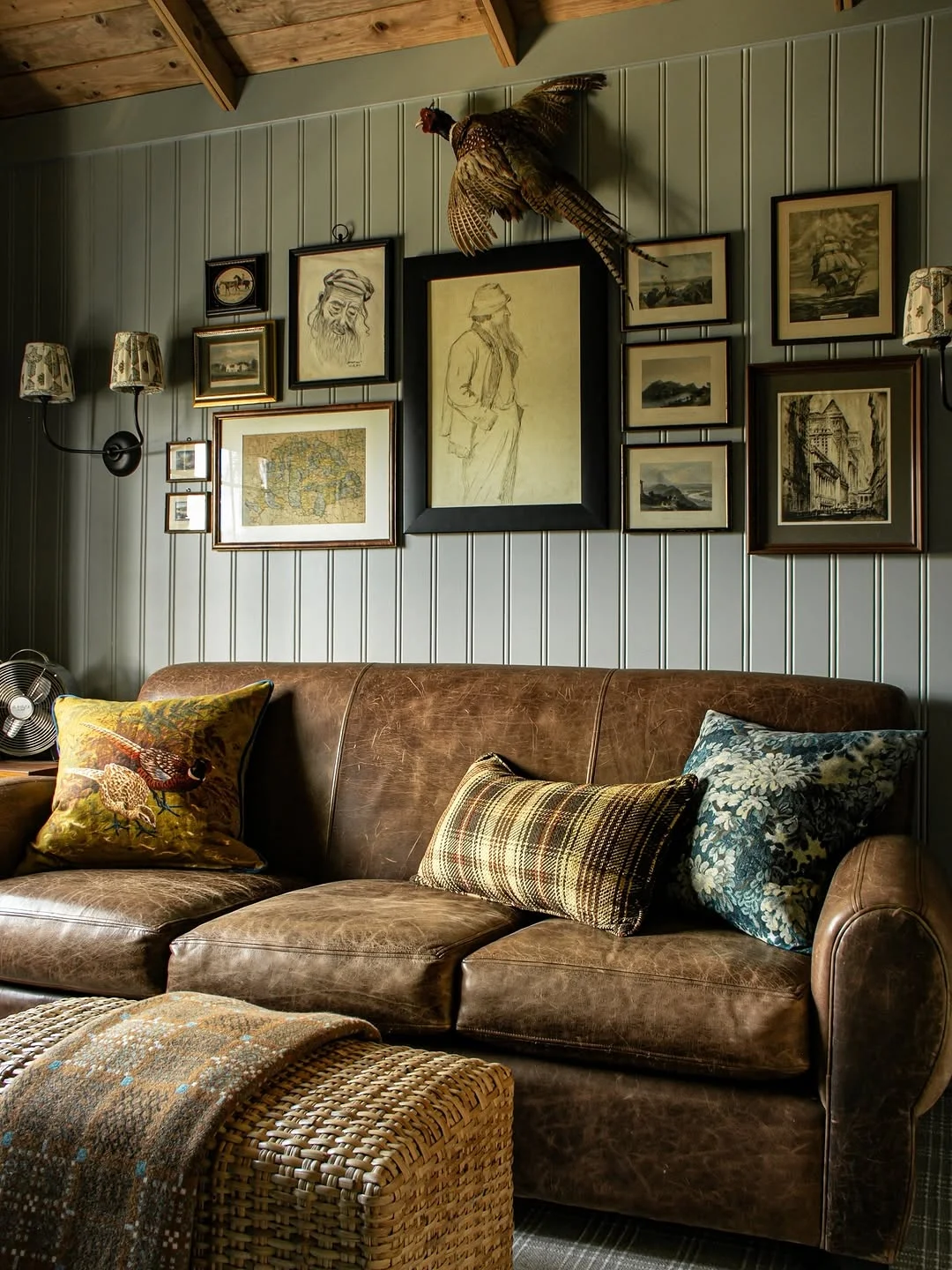 Leather couch living room