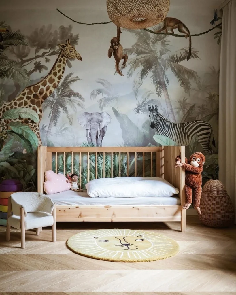 Pastel geometric kids room wallpaper