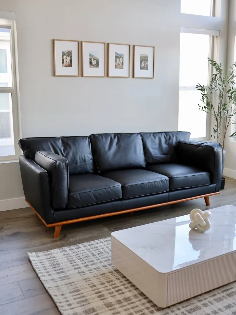 Leather couch living room