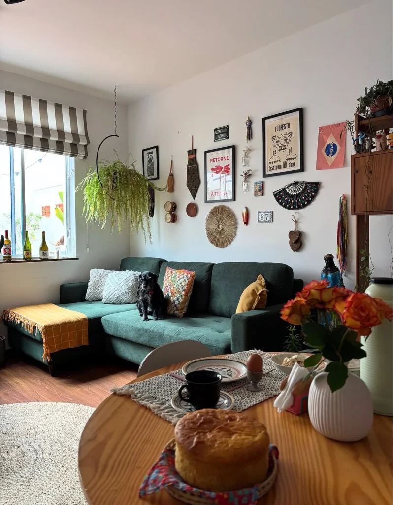 Bold color sofa