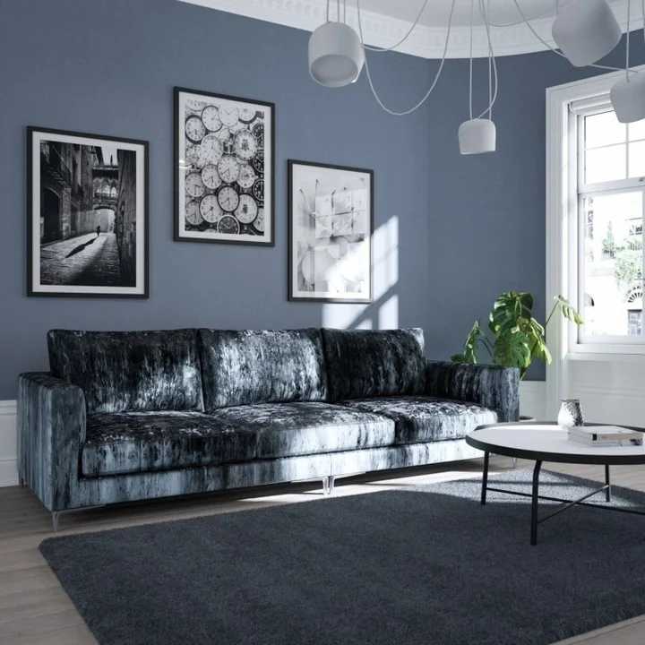 Blue couch living room