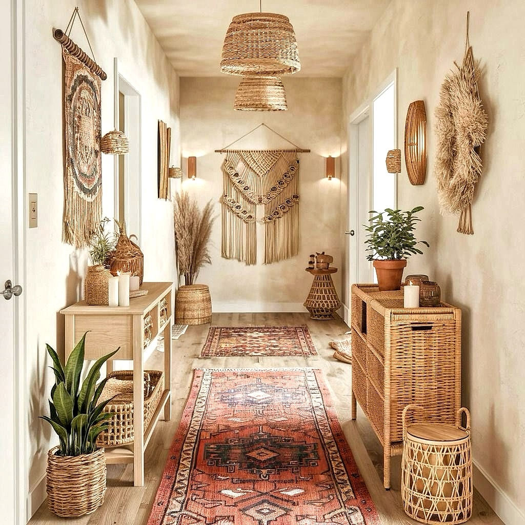 Eclectic entryway gallery wall