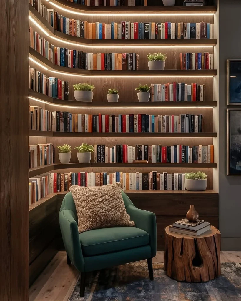 Industrial home library design
