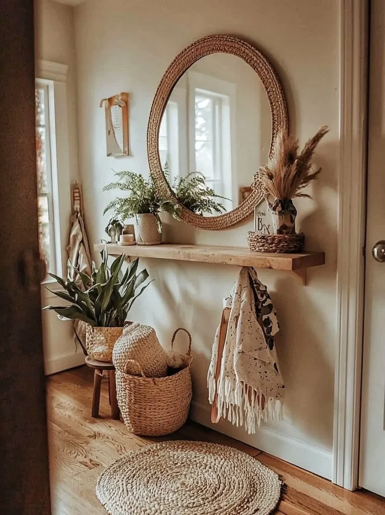 Modern entryway floating shelves