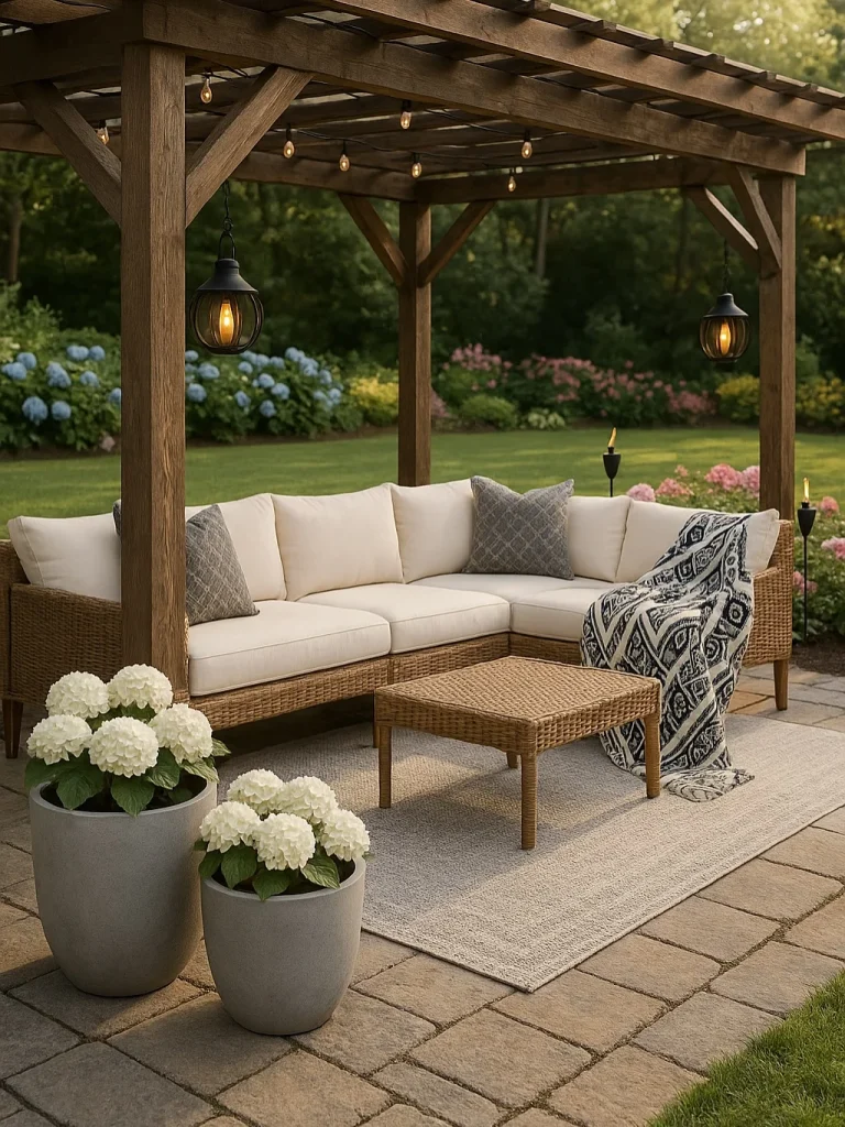 Modern pergola in backyard