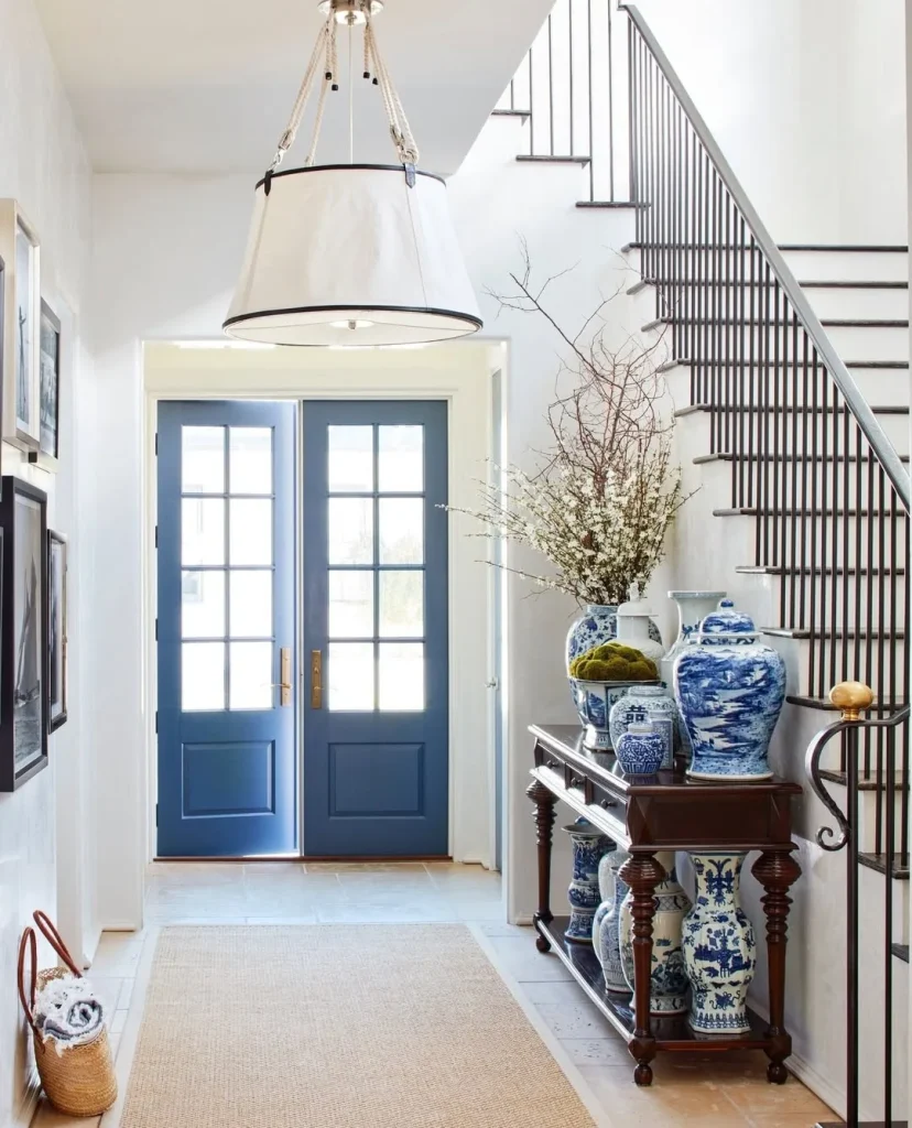 Vibrant textured entryway rug