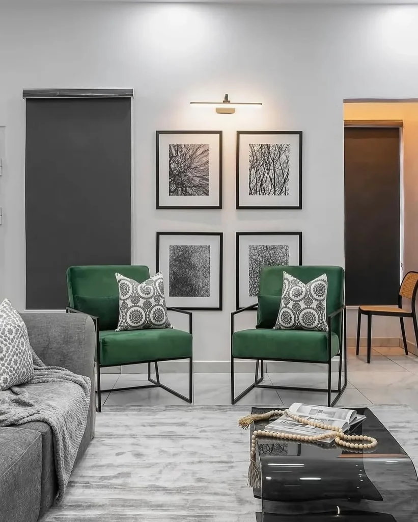 Handcrafted ceramic tiles in a colorful living room mosaic.
