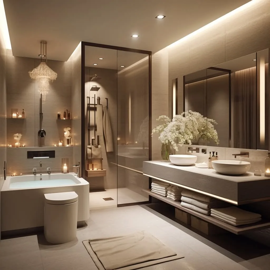 Classic marble small bathroom with white tiles and chrome fixtures for timeless elegance.