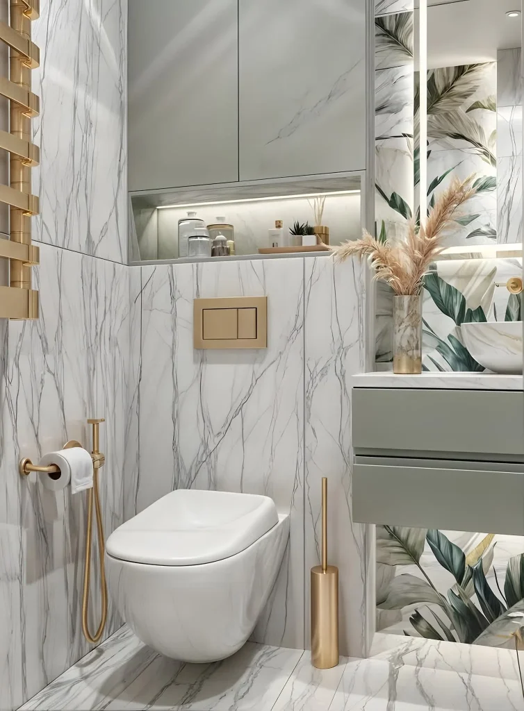 Tropical small bathroom with teal accents and bamboo decor for dream bathroom luxury