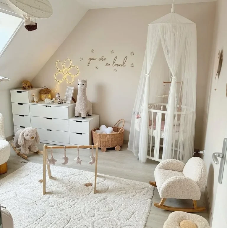 Artistic kids room with bold primary colors and an easel station.