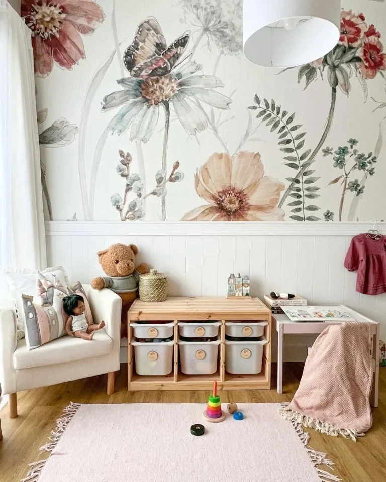 Cozy mountain nursery wallpaper