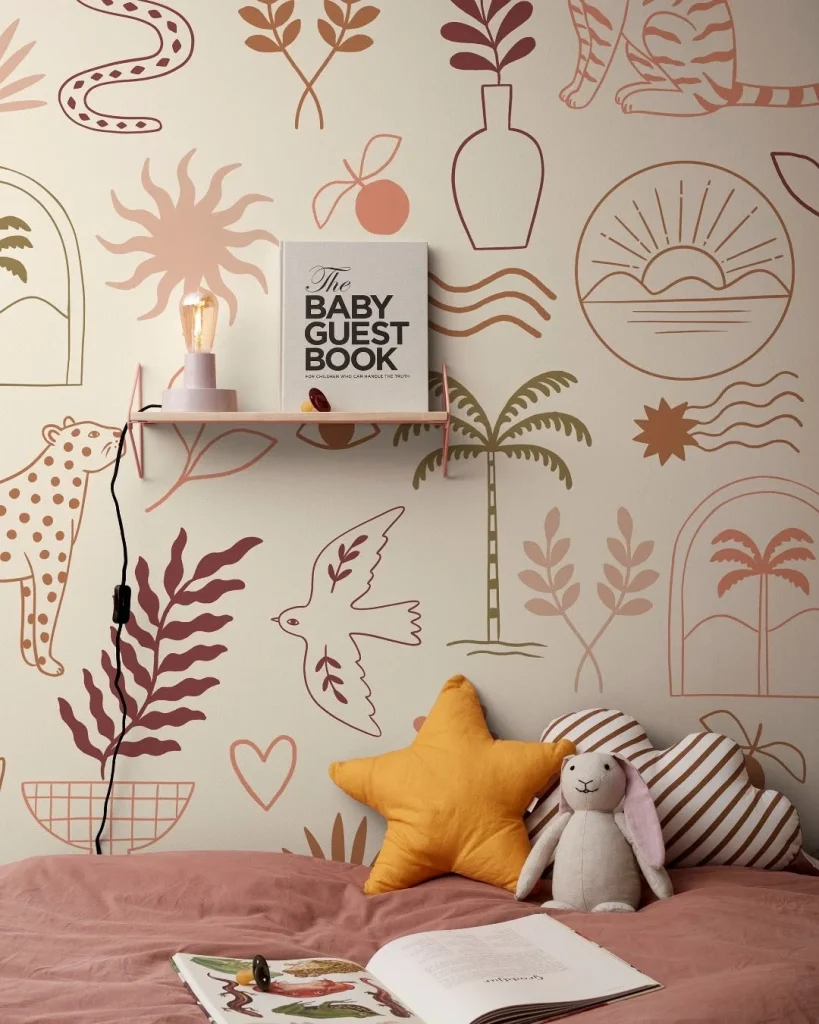 Tropical jungle kids room wallpaper