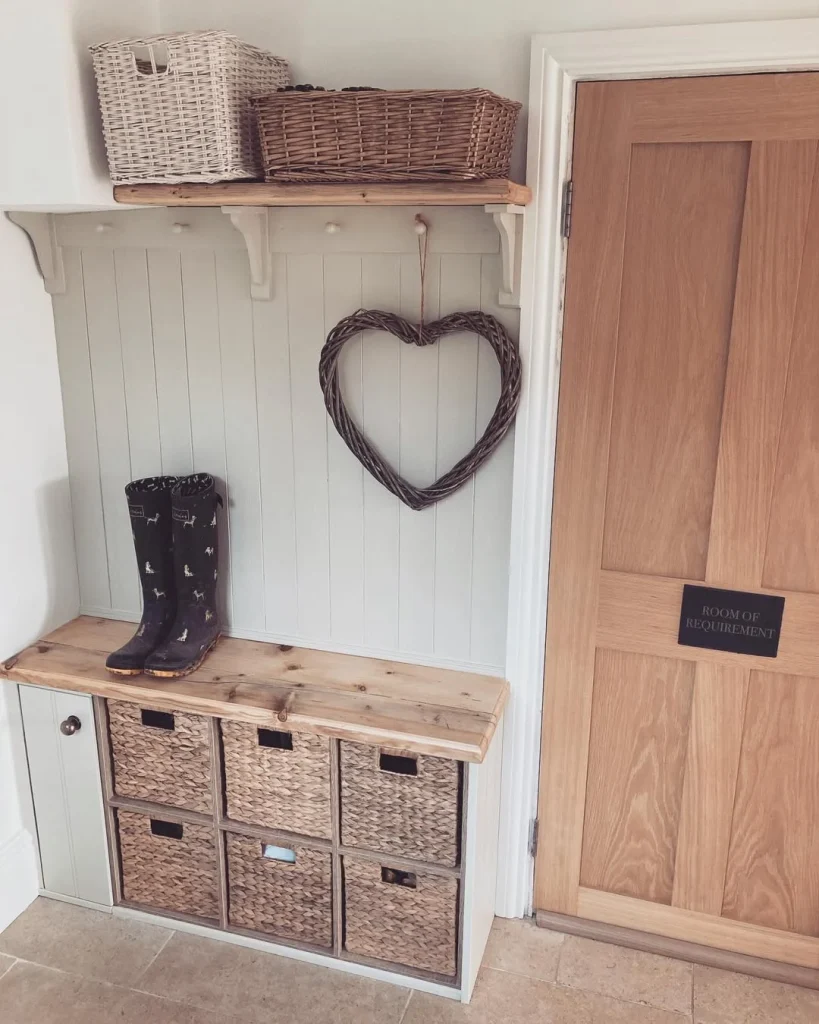 Scandinavian shoe rack aesthetic
